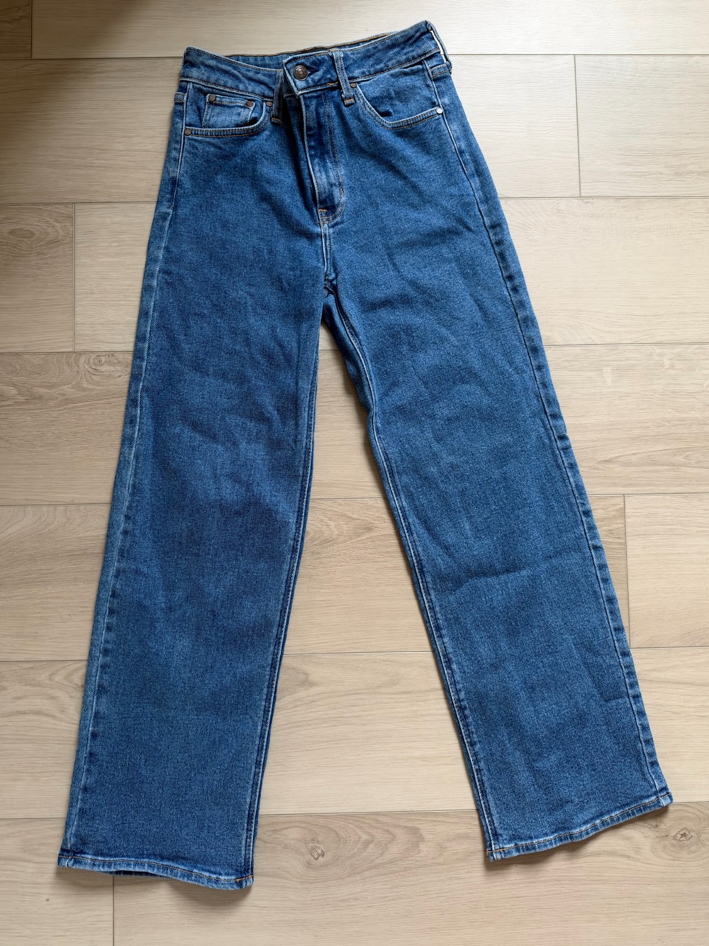 Just Black Denim High Rise Straight Wide Leg Jeans Medium Wash Size 25 EUC